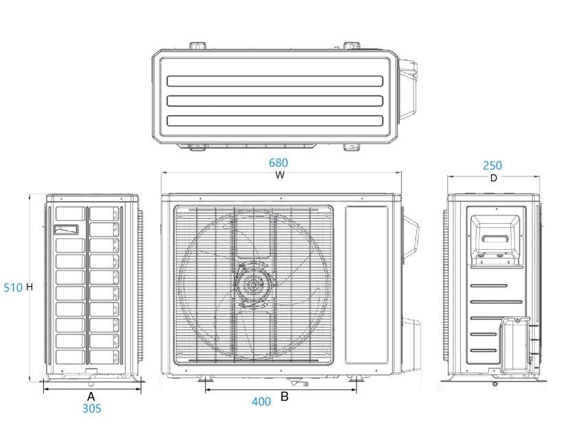 7000 BTU/h Compact Pure DC Mini Split Heat Pump w/ bracket