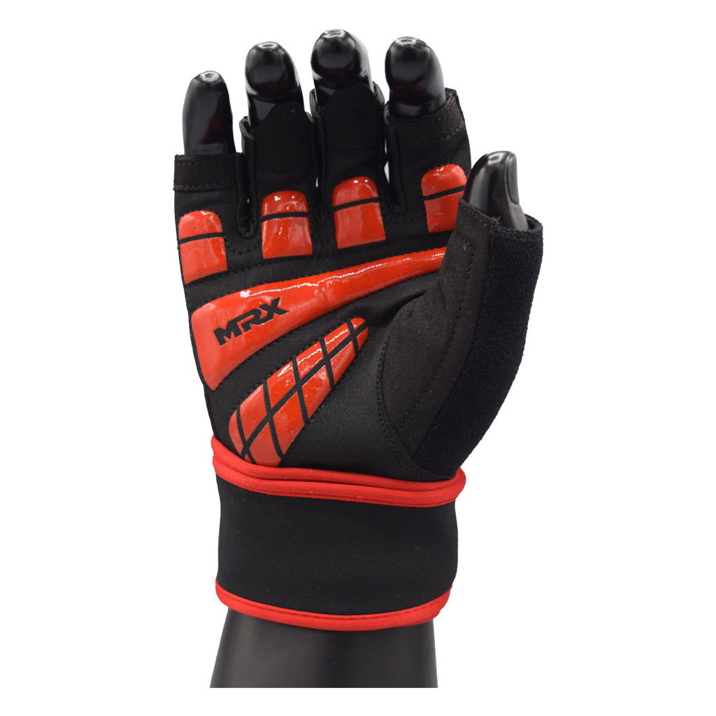 MRX Weightlifting Gloves for Gym Workout Training Long Wrist Strap