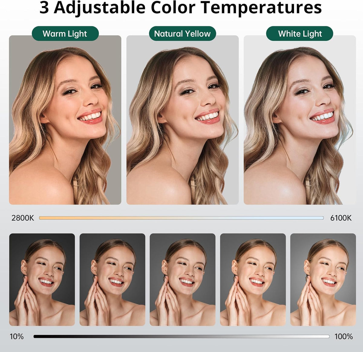 ATUMTEK 10" Ring Light with 55" Tripod Stand, Dimmable LED Selfie Light with Phone Holder & Bluetooth Remote, 3 Color Modes & 10 Brightness Levels for TikTok, Zoom, YouTube, Streaming, Vlogging