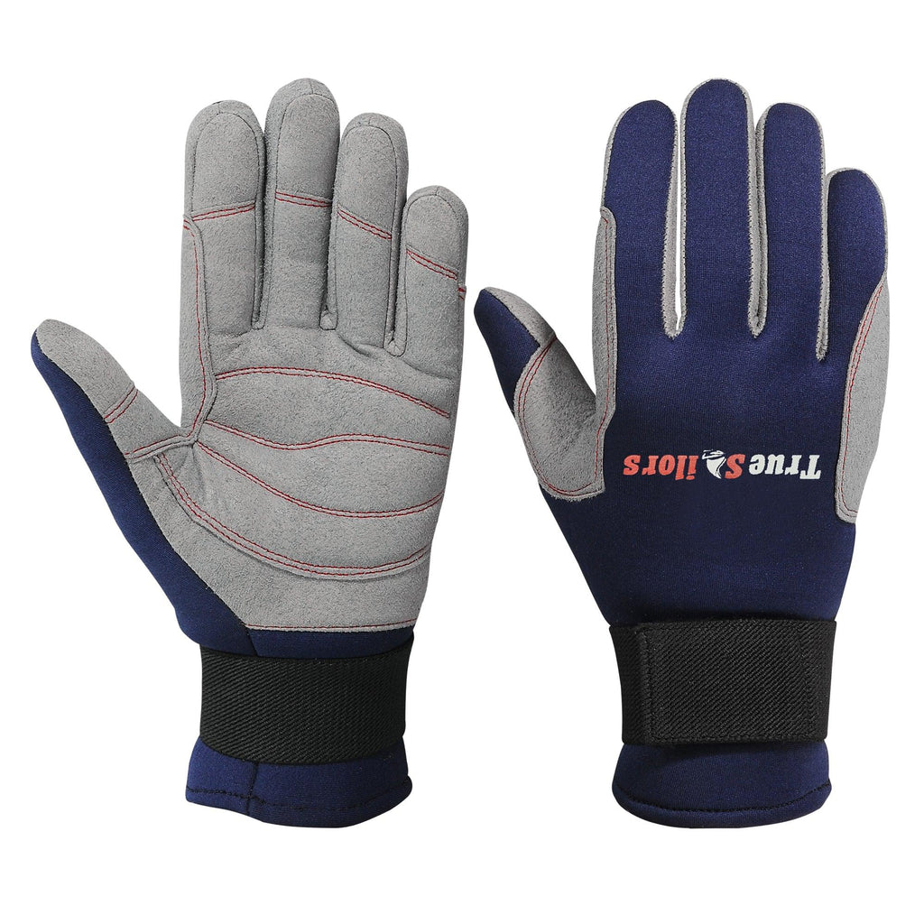 Sailing Gloves Full Finger Cold Weather Blue Grey Amara Neoprene