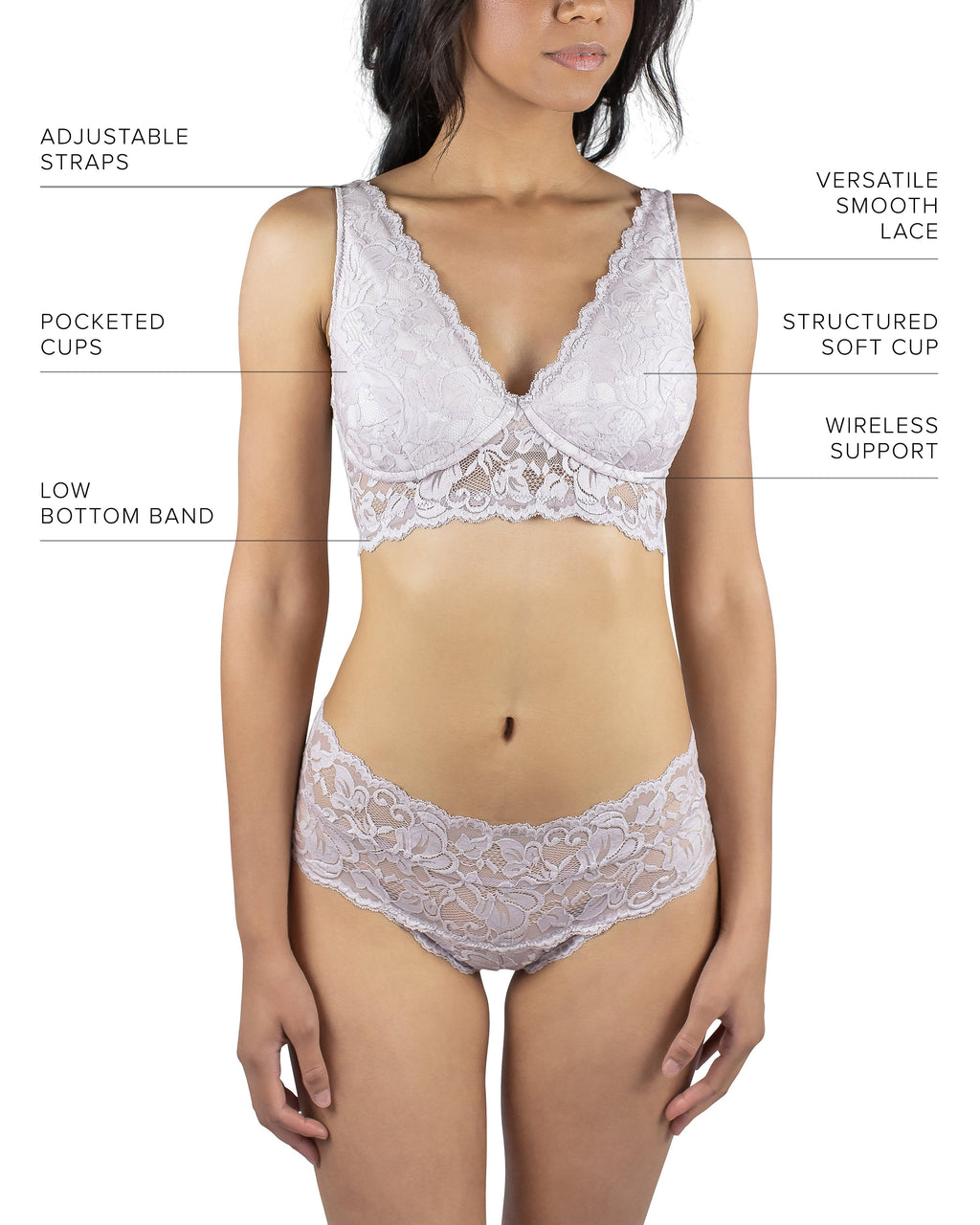 Vela Wireless Bra, Mauve